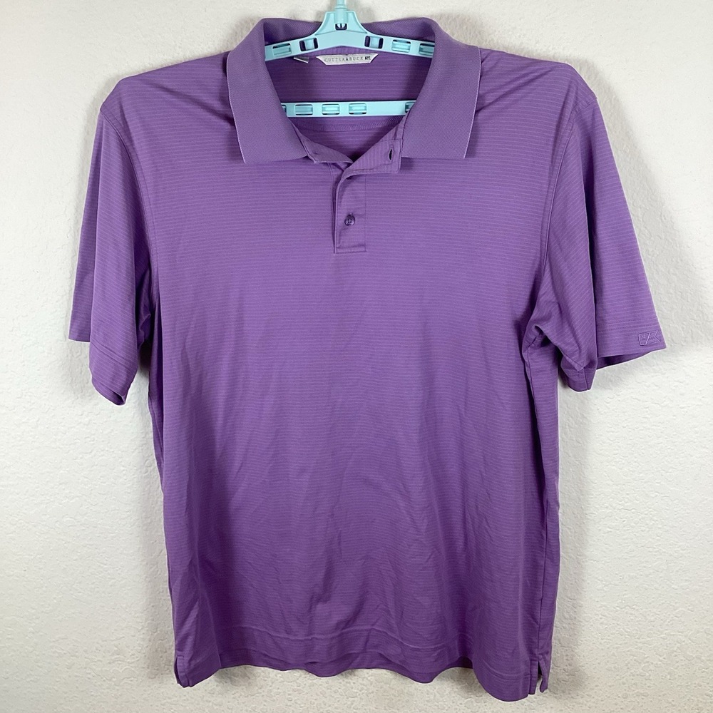 Cutter & Buck Mens Polo Top Size XL Short Sleeve Golf Striped Tiny Hole Good